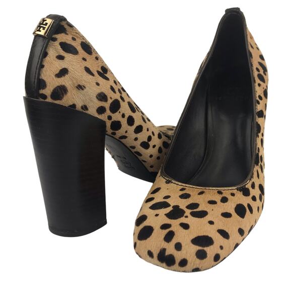 Tory Burch Cheetah Print Block Heel Rae Pump Pony Calf Hair Size 8.5 M - Picture 1 of 16